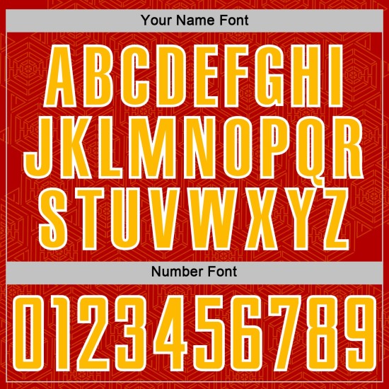 Sublimation Uniform Red Geometric Jersey Shape Soccer Gold-White Custom Sports