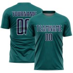 Custom Geometric Teal Jersey Navy-White Soccer Sports Shape Sublimation Uniform Custom Geometric Teal Jersey Navy-White Soccer Sports Shape Sublimation Uniform