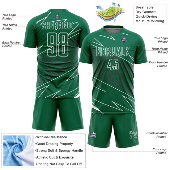 Green Sublimation Uniform White Jersey Sports Custom Lines Kelly Soccer