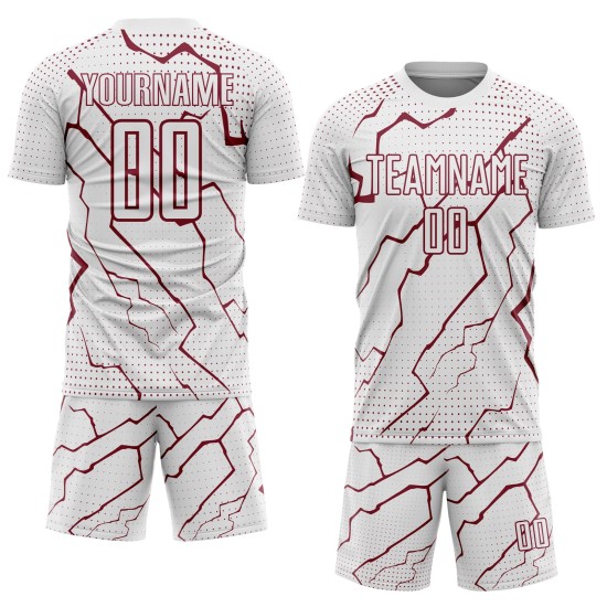Lightning Crimson Jersey Sports Soccer White Uniform Sublimation Custom