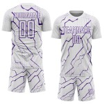 Uniform Sublimation White Purple Custom Sports Soccer Jersey Lightning