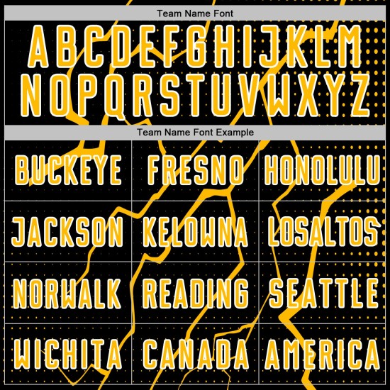 Gold-White Lightning Soccer Custom Uniform Black Sublimation Jersey Sports